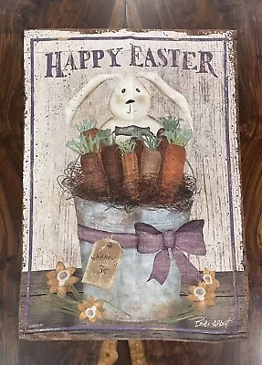 Happy Easter Banner Flag Bunny Rabbit Daffodils Double Sided  Garden Outdoor • $19.99