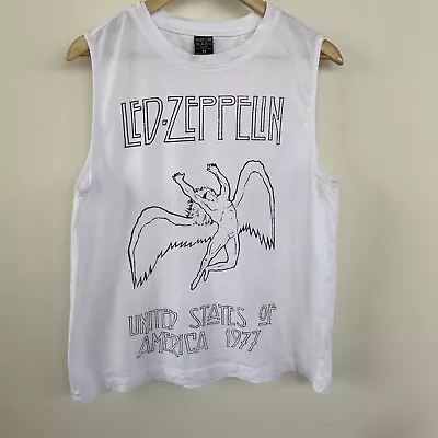 Led Zeppelin USA 1977 White Size 14 Adult Womens Sleeveless Tee Tank Shirt VGC • $19.90