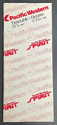 Pacific Western Airlines Timetable Effective January 11 1987 • $4.99