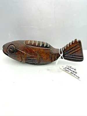 Vintage Hand Carved Wooden Fish Rustic Art Sculpture Decor • $29