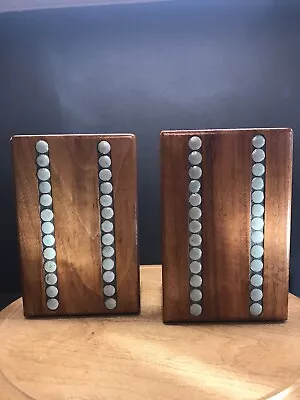 VTG Marshall Studios Ceramic Tile Walnut Bookends By Jane & Gordon Martz MCM HTF • $250