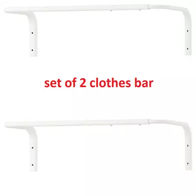 2 X IKEA Wall Mounted Clothes Rail Adjustable Bar Hanging Rack White 60-90cm New • £22.12