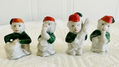 Vintage Red Fez Monkey Miniature  Figurine Lot Music Band Set Occupied Japan • $15.98