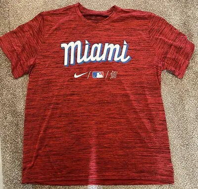 Miami Marlins Nike T-Shirt Red RARE City Connect XL • $24.99