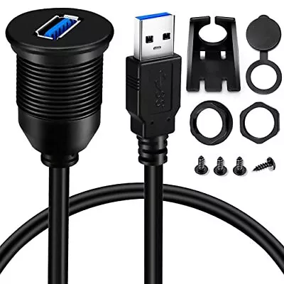 BATIGE Single Port USB 3.0 Male To Female AUX Car Mount Flush Cable Extension • $13.46