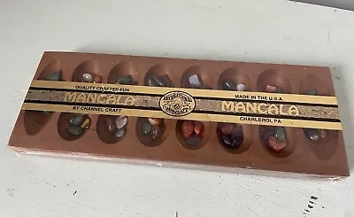 Mancala Game Channel Craft - Recreational Woodcraft - Wood Board Polished Stones • $19