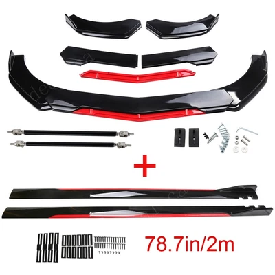 $94.99 • Buy Front Bumper Lip Spoiler Splitter+ 78.7  Side Skirt Extension For VW Jetta Golf