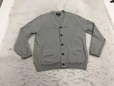 Nordstrom Light Cashmere Sweater Mens M Medium Gray Long Sleeve Button Pockets V • $12.59