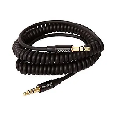 Groov-e GVAC10 Male To Male Gold 3.5mm Jack Aux-In Audio Cable 1.8m Coiled Cable • £5.09