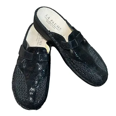 La Plume Slip On Leather Clogs Black Women's 39 Comfort Mule Italian Made Shoes • $37.49