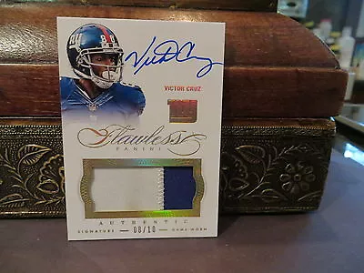 Panini Flawless Gold Autograph Jersey Giants Auto Victor Cruz  08/10  2014 • $600