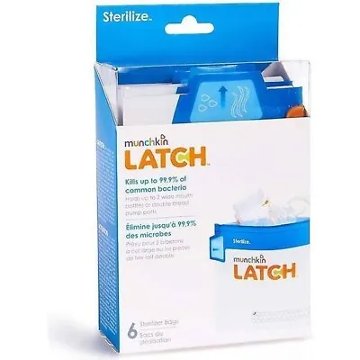 Munchkin Latch Baby Bottle Steriliser Bags X 6 - For Sterilising On Holiday • £9