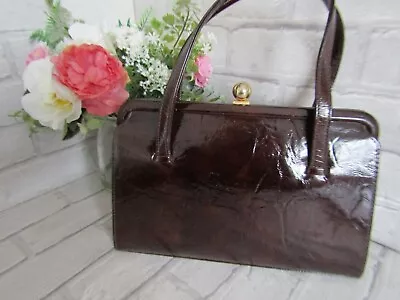 £25 • Buy Lovely Vintage Clasp Bag, Genuine Leather Maclaren Norwich England, Brown Bag,