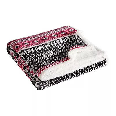 Eddie Bauer Plush Fleece Blanket (Classic Fair Isle-Black) • $15.99