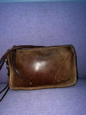 Rare Vintage COACH Leather Shoulder Bag/Clutch/Wristlet Brown Made In New York • $39.99