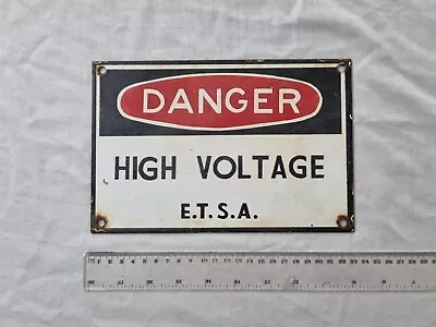 Vintage ETSA High Voltage Enamel Danger Sign • $45