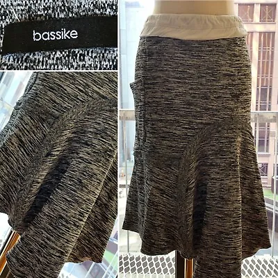 BASSIKE Black Mid Rise Pencil Fishtail Asymmetrical Skirt W Side Pocket Size M/2 • $100