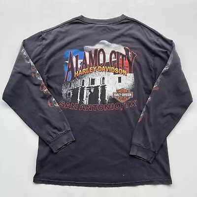 Harley Davidson Long Sleeve T-shirt 2007 Men L Black Double Sided Sleeve Prints • $69.95