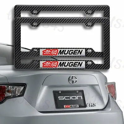 Carbon Look ABS License Plate Tag Frame For Honda Civic 2PCS MUGEN W/Car Emblem • $13.23