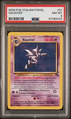 2000 Pokemon ITALIAN Unlimited Fossil Haunter Non Holo 21/62 PSA 8 NM-MT • $42.67
