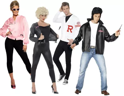 Grease Pink Ladies Jacket Sandy Official Smiffys Fancy Dress Costume Adults UK 8 • £13.99