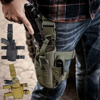 Military Drop Leg Holster Tactical Thigh Pistol Gun Pouch Right Hand Adjustable • $17.79