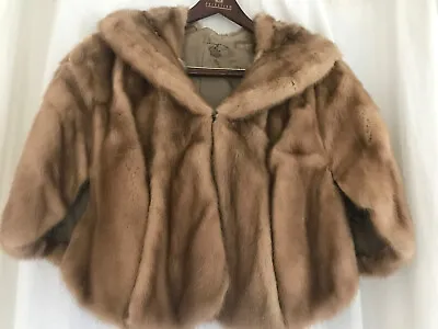 Vintage Womens Genuine Mink Fur Stole Shawl - Honey Blonde Cape Wrap Shrug Coat • $50