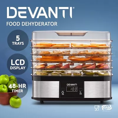 Devanti 5 Trays Food Dehydrator Commercial Fruit Dehydrators Beef Jerky Dryer • $65.95