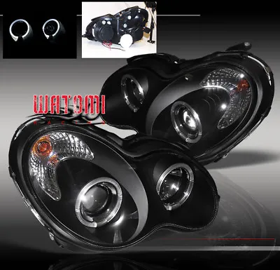 For 01-07 Mercedes-Benz C-Class W203 Halo Projector Headlights Headlamps Black • $223.95