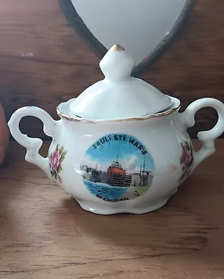 Vintage Sault Ste Marie MI Souvenir Sugar Bowl With Lid • $8