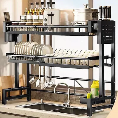 Over The Sink Dish Drying Rack Telescopic 2 Tier Large Capacity Dish Rack  • $52.49