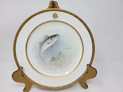 LENOX Artist Signed Fish Plate W.H. Morley Hand Painted Gold Rim 9  • $125