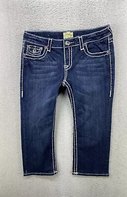 LA Idol Womens Jr 11 Dark Wash Low Rise Flap Pocket Denim Jean Capri • $18.95