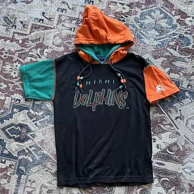 VTG 90s Miami Dolphins Double Hooded Starter T Shirt Size Youth L Color Block Og • $49.99