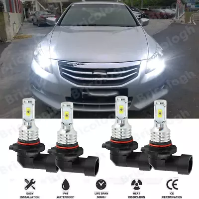 For Honda Accord Sedan 2008-2012 4X LED Headlight Bulbs Hi Low Beam 9005 9006 YH • $23.98