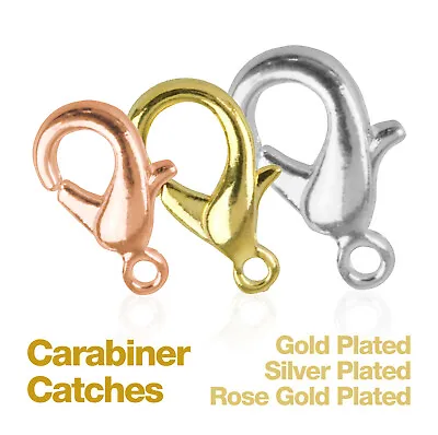 Base Metal Carabiner Chain Catches For Jewellery Making - Choose Your Finish • £2.55