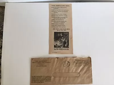 WWII US ARMY Soldier MILITARY Envelope Post Marked 1944 War Department Red Cross • $4.99