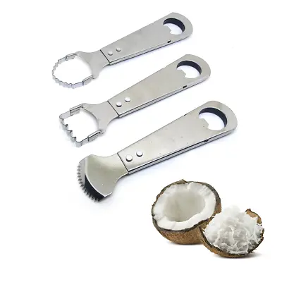 Set 3 Pcs Coconut Grater Scraper Food Shredder Food Kitchen Tools Stainless K • £13.20