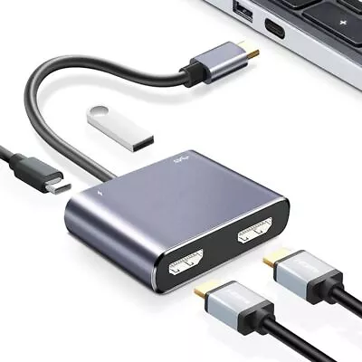 $22.34 • Buy USB 3.0 4 In 1 USB C Hub Type-C To Dual HDMI Screen Expansion Docking Station