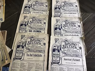 Bromo Seltzer Turn Of The Century Sheet Music / Lot Of (6) Popular Songs / • $10.99