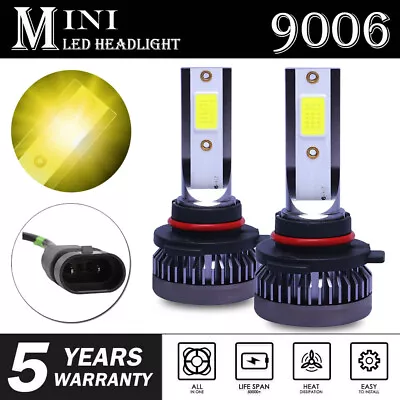 2x 9006 HB4 Mini LED Headlight Kit 1600W 260000LM Hi Lo Beam Bulbs 3000K Yellow • $9.98