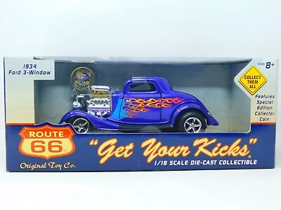 1:18 Scale Route 66  Get Your Kicks  78003-1HD 1934 Ford 3 Window • $129.95