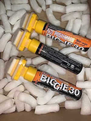 3 Zig Posterman Wet Wipe Biggie - Water-Based - 30mm Tip Marker Pen Yellow • £25