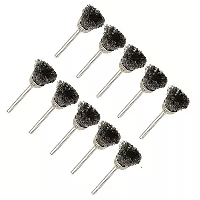 10Pc Silver Mini Small Wire Brush Brushes Brass Cup Wheel For Grinder Drill • $14.81