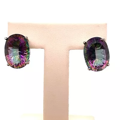 VTG Estate Sterling Silver & Mystic Topaz Pierced Earrings! 181  • $49.99