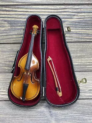 Vtg Miniature Toy Cello & Case Wooden Instrument Black Red Felt Lined Case 7” • $101.99