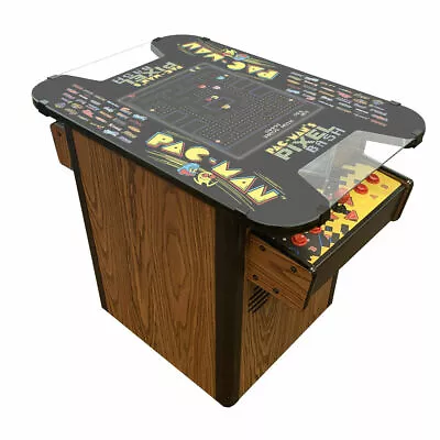 Pac-Man Pixel Bash Cocktail 32 Games  Wood Grain Finish With Stools!! • $3097