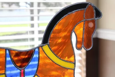 Vintage Leaded? Stained Glass Horse Sun Catcher For Window Sill 11”x 9.5” • $32.50