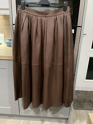 M&S Autograph Chocolate Leather Skirt Size 14 RRP£199 • £99