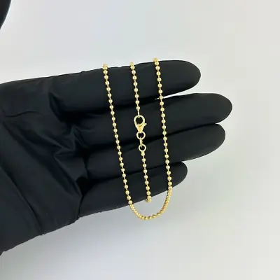2mm 18K Yellow Gold Over Solid Ball Bead Chain Italian 18  Necklace For Women's • $248.39